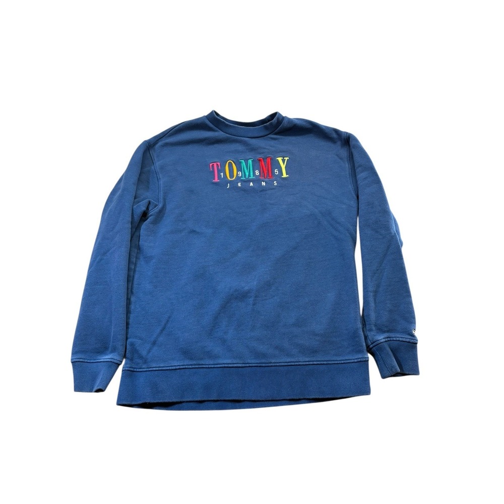 Tommy Jeans 1985 Multicolor Embroidered Crewneck Sweatshirt Size S‎ Blue Y2K
